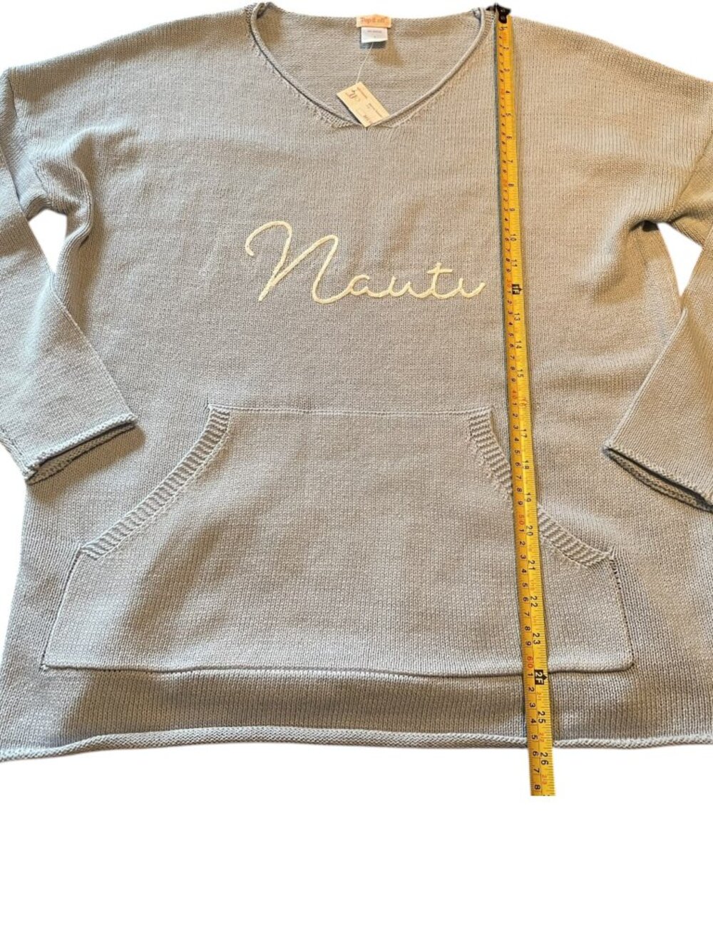 Top It Off “Nauti” Lightweight Marina Sweater Light Blue Sz Small Coastal Vibes - Picture 5 of 6